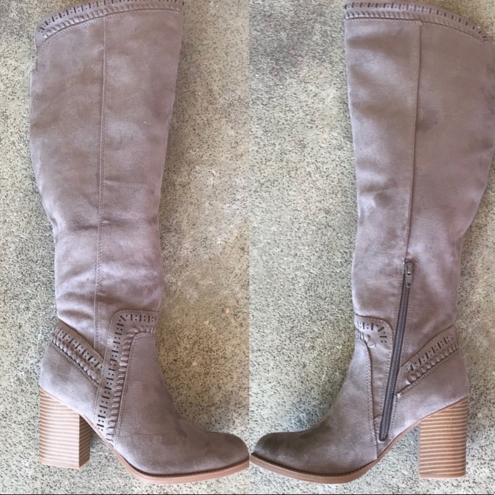 NEW! Soda Charcoal Grey knee high heeled boots